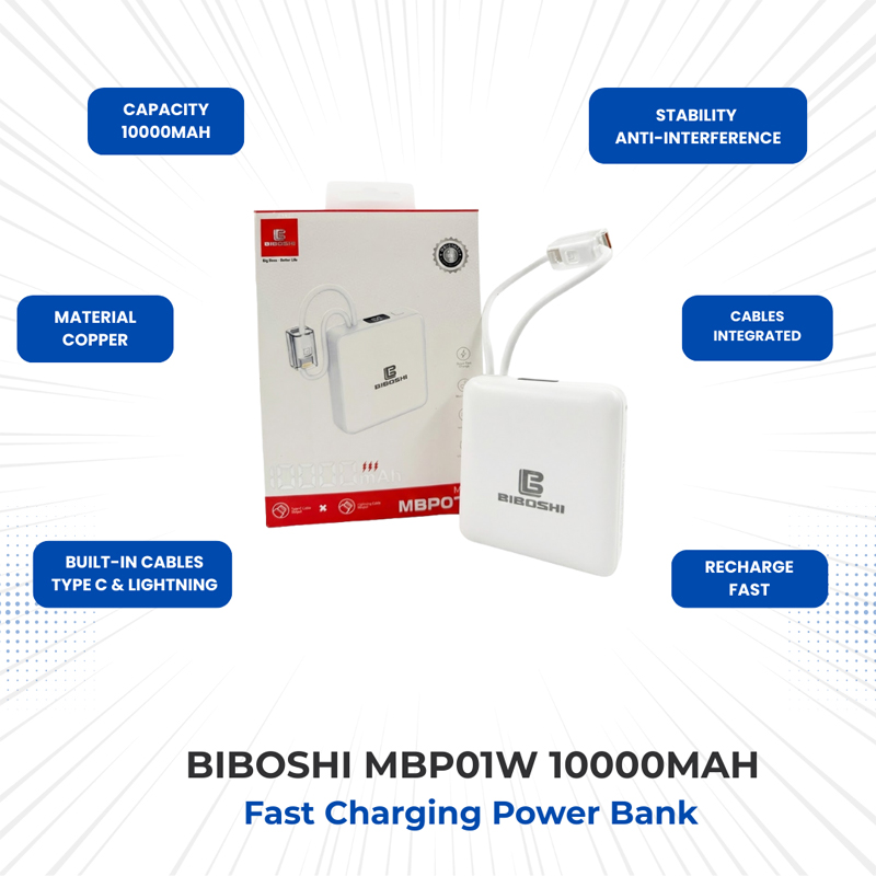 Biboshi MBP01W 10000mAh Fast Charging Power Bank